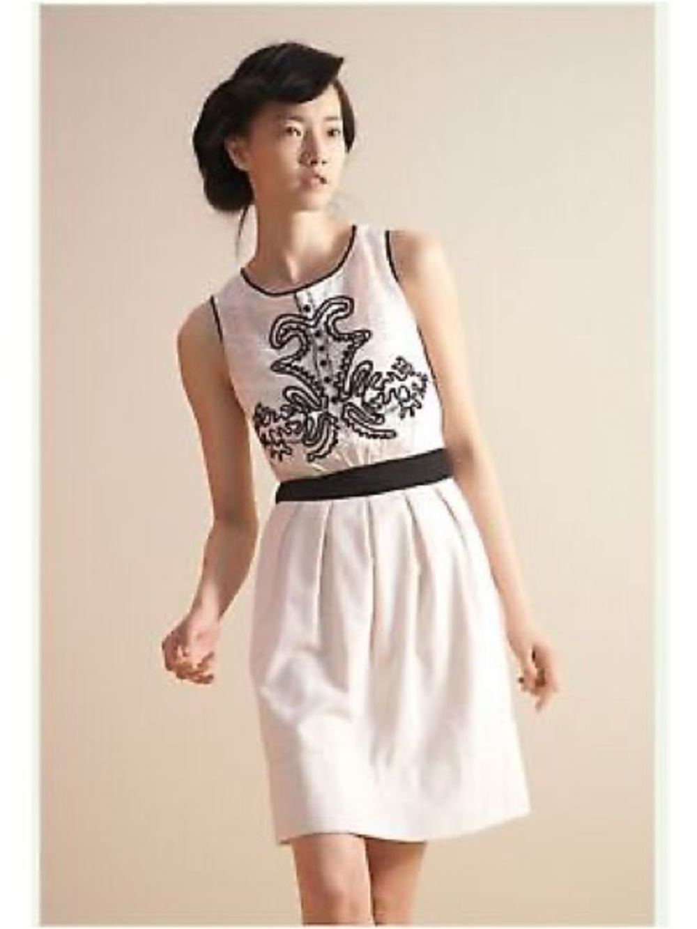 Leifnotes Anthropologie Open Air Theater Dress Cream Black Romantic Boho Chic